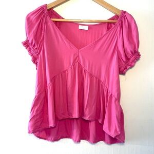 Abound Fuchsia Blouse with Ruched‎ Sleeves